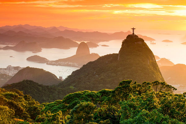 Sunset view of Rio de Janeiro skyline