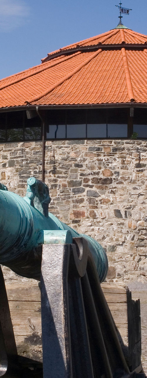 Historic cannon facing stone fortress