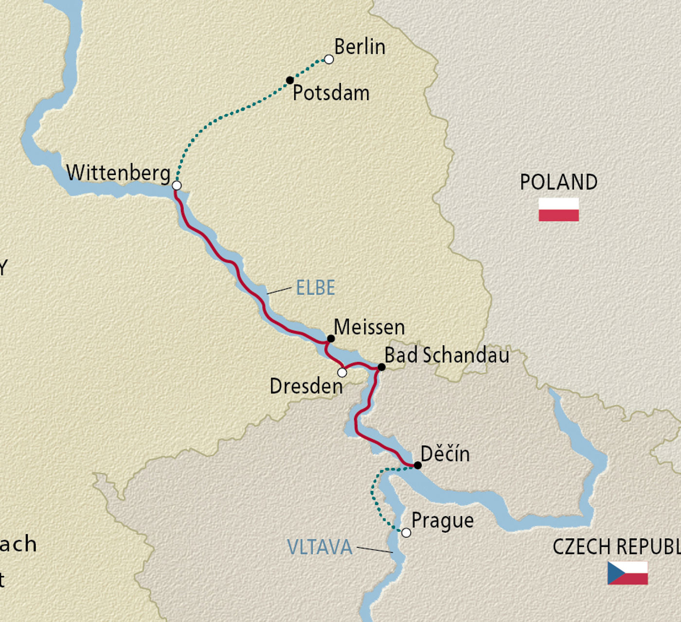 Map of Christmas Along the Elbe itinerary