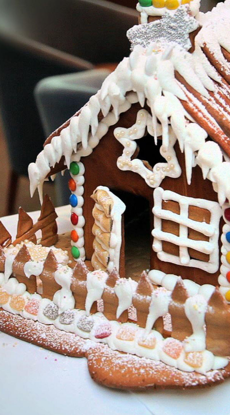 Decorative gingerbread house with icing details