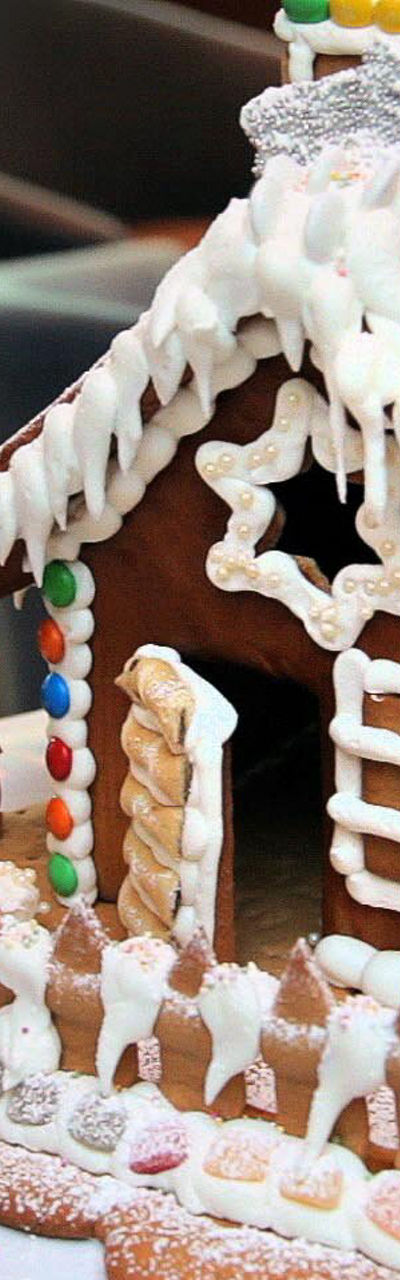 Decorative gingerbread house with icing details