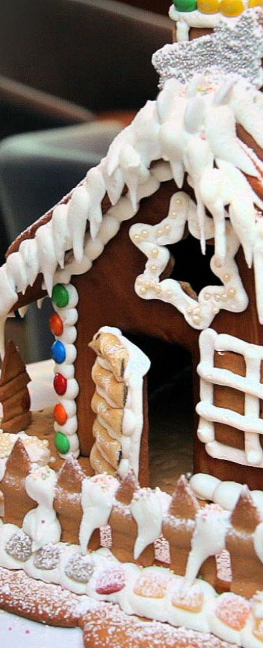 Decorative gingerbread house with icing details