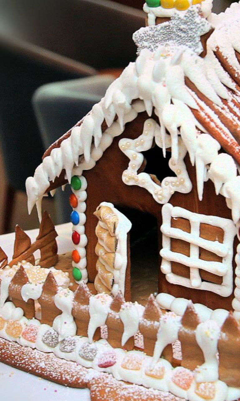 Decorative gingerbread house with icing details