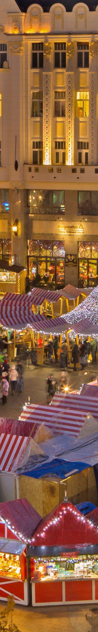 Festive Christmas market in historic town square