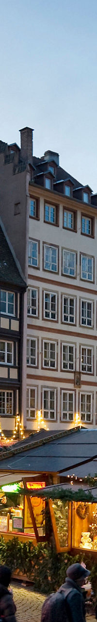 Festive Christmas market in European town