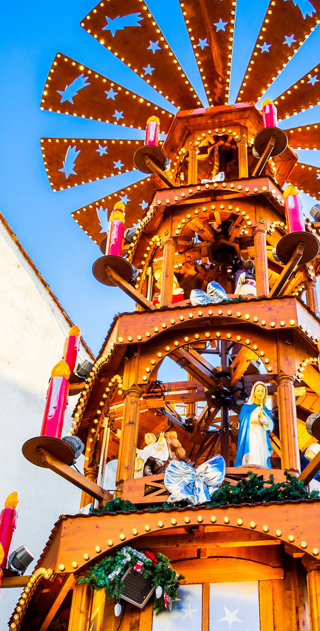 Traditional Christmas pyramid in festive setting