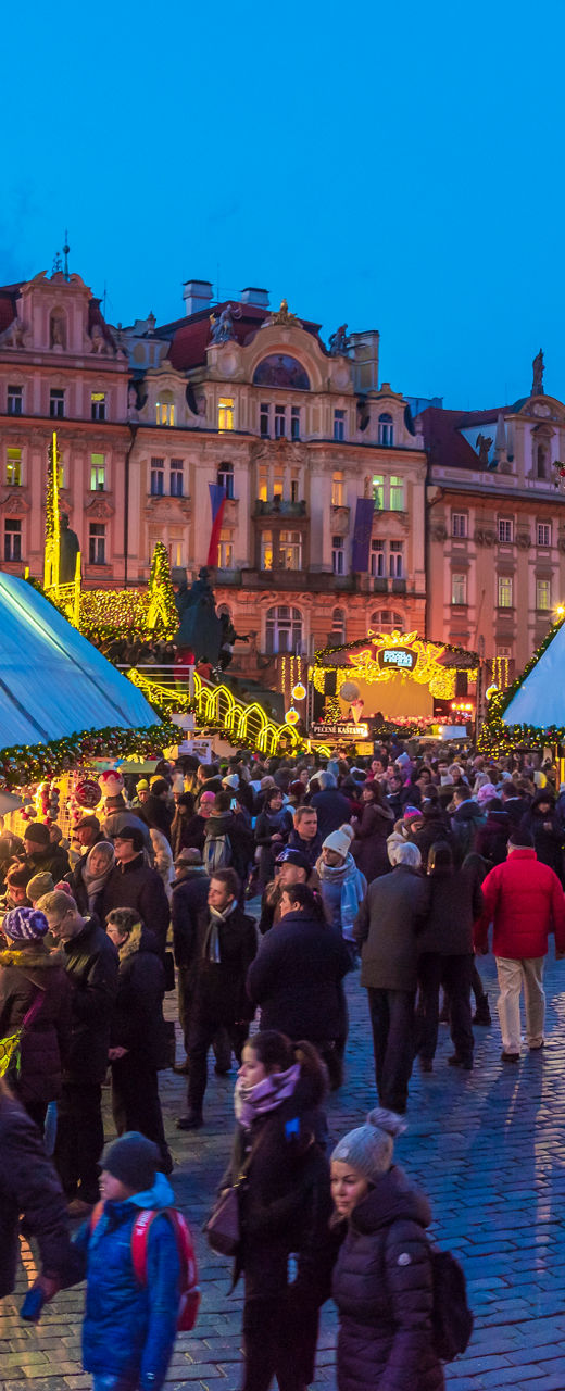 Festive Christmas market in historic town square
