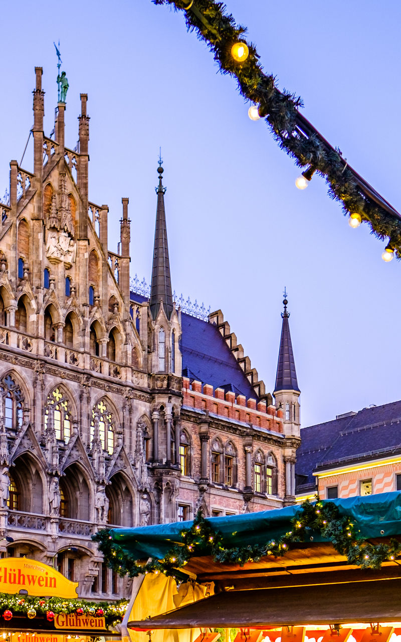 Festive Christmas market in Munich city square