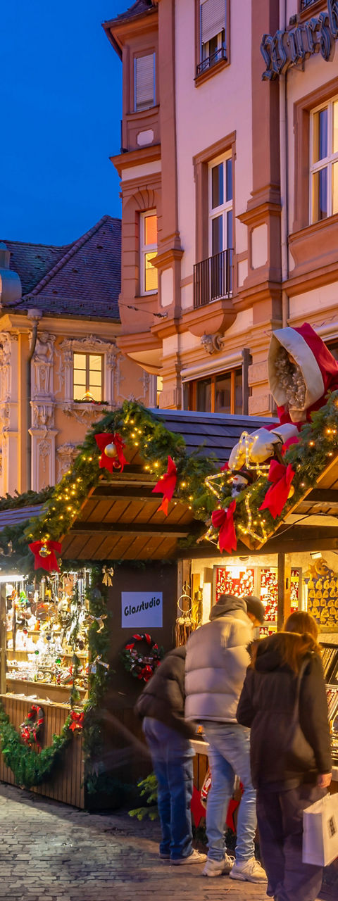 Festive Christmas market in historic town square