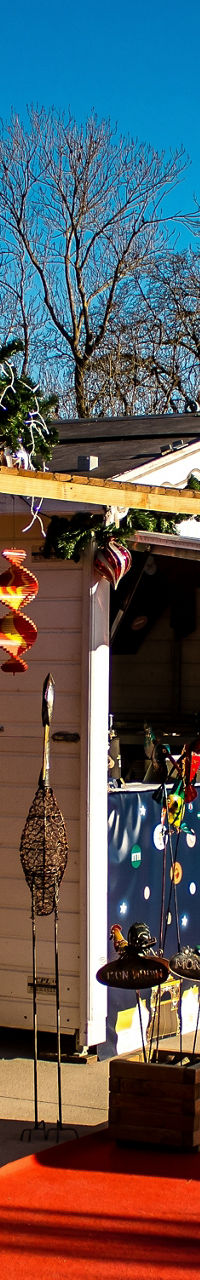 Festive outdoor market with holiday decor