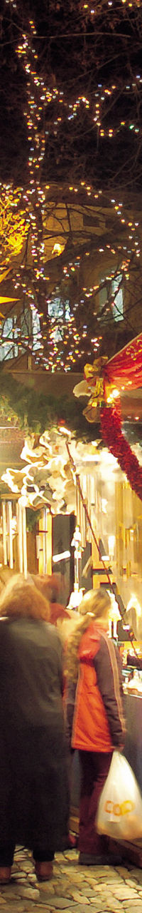 Festive Christmas market with glowing decorations
