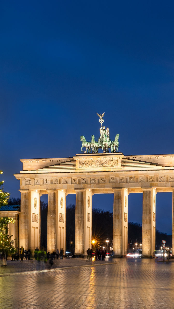 Brandenburg Gate with Christmas Tree at Night