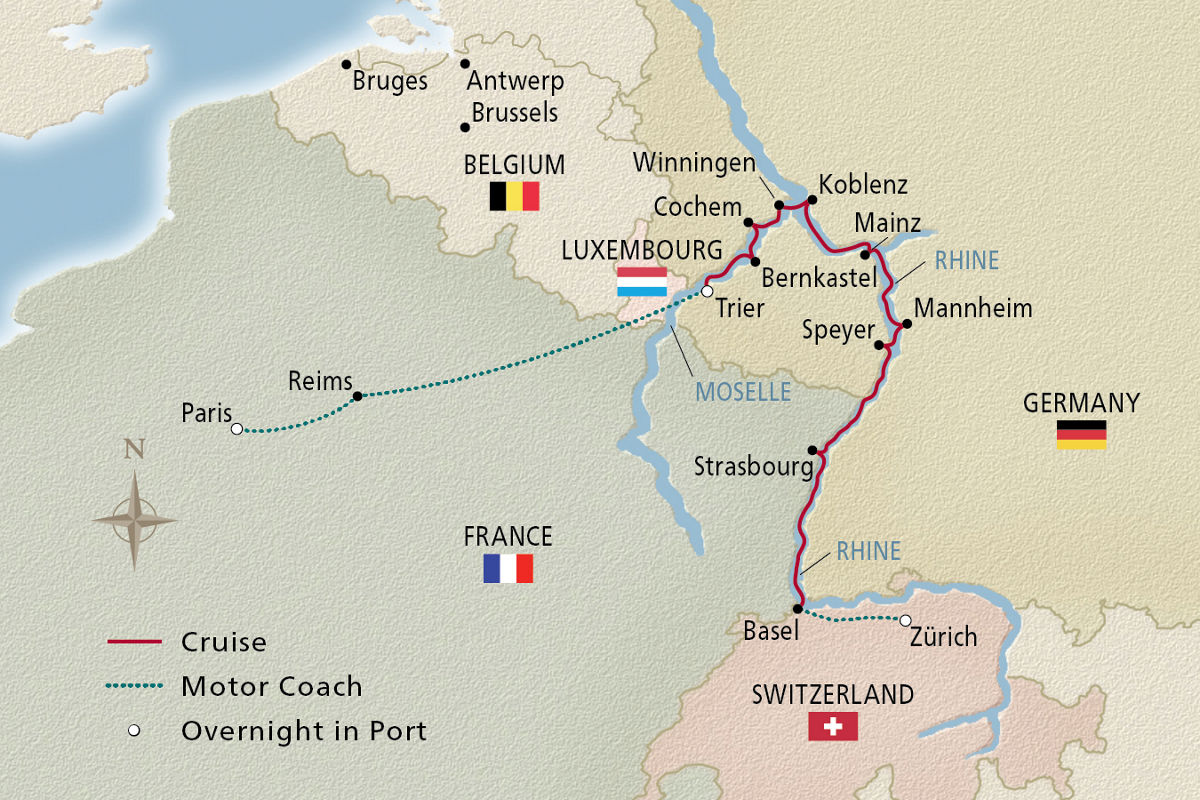Christmas on the Rhine & Moselle – route map