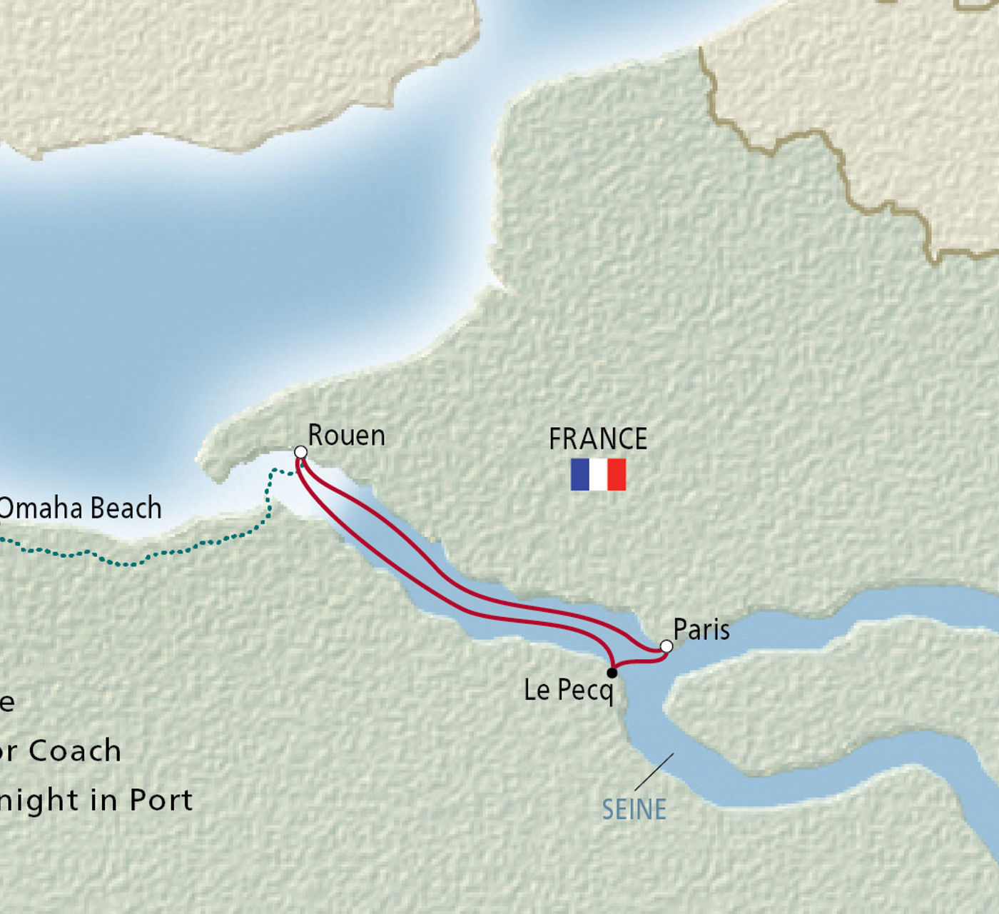 Map of Christmastime in Paris & Normandy itinerary