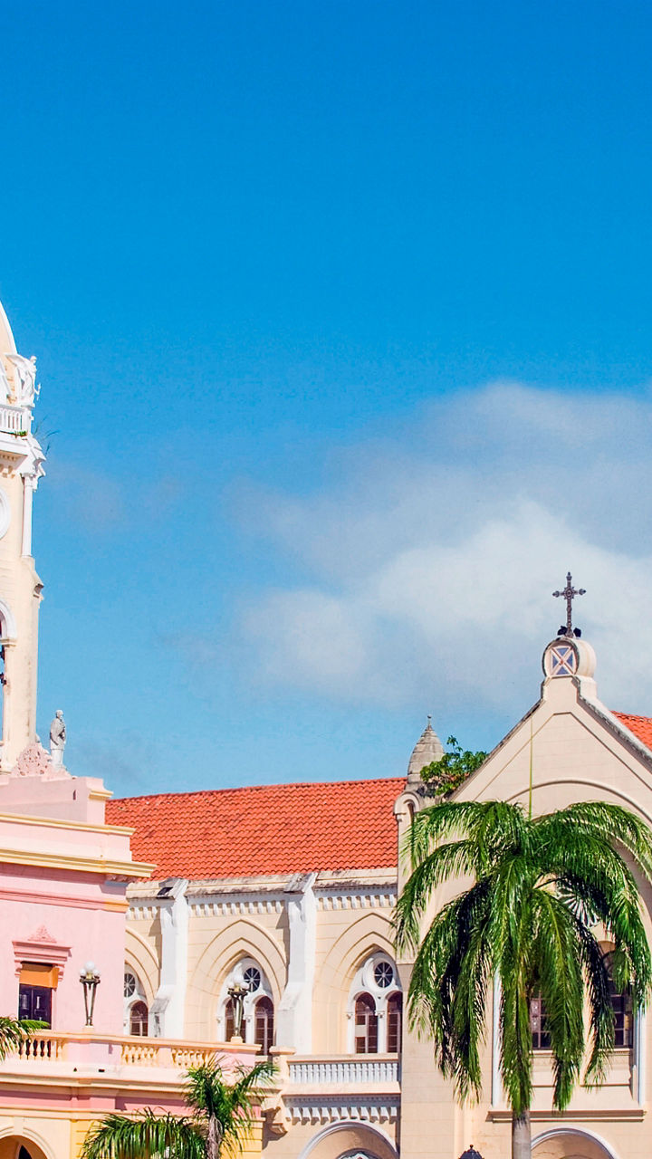 Historic colonial architecture in vibrant cityscape