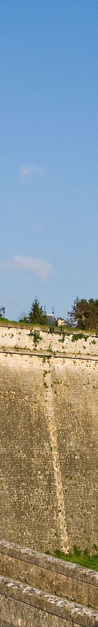 Historic stone fortress with clock tower