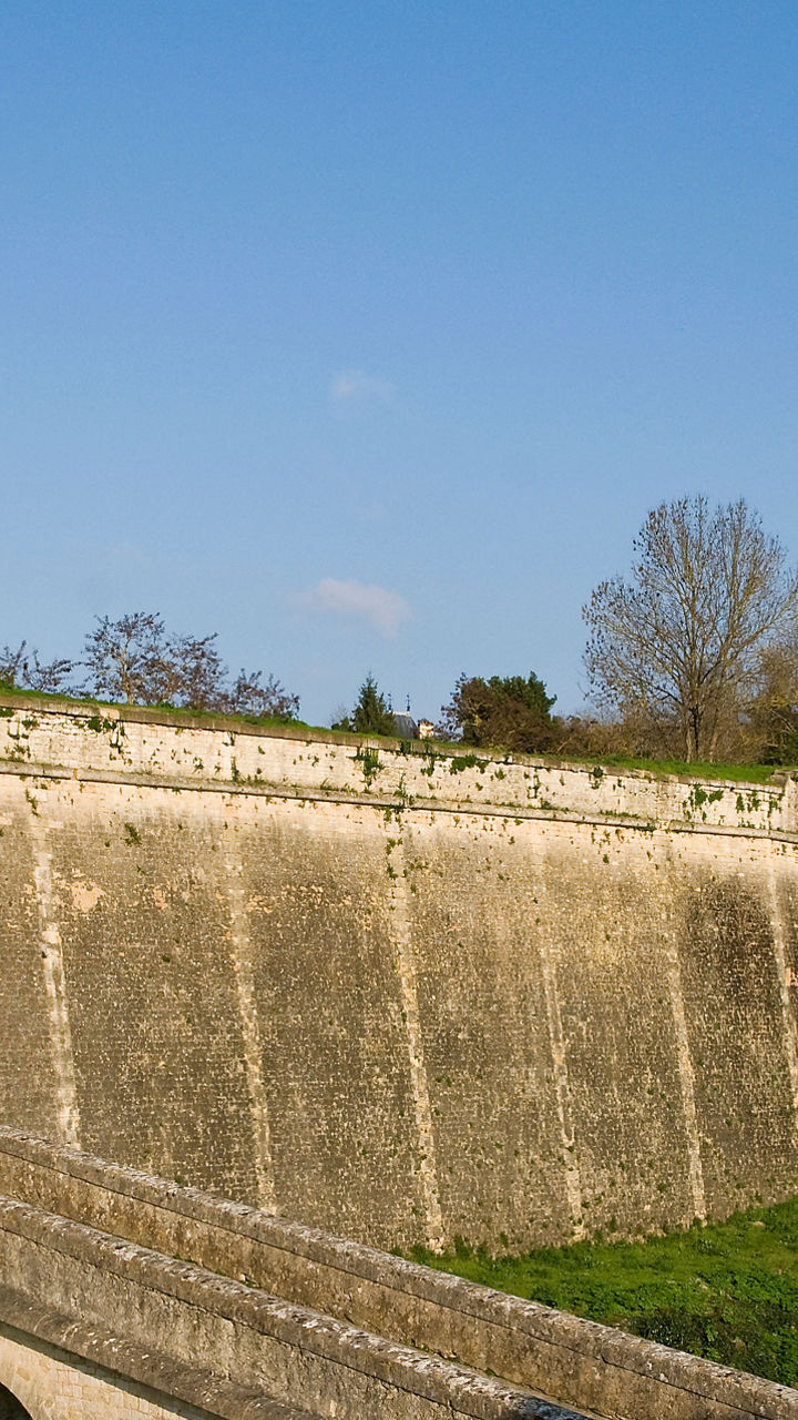 Historic stone fortress with clock tower