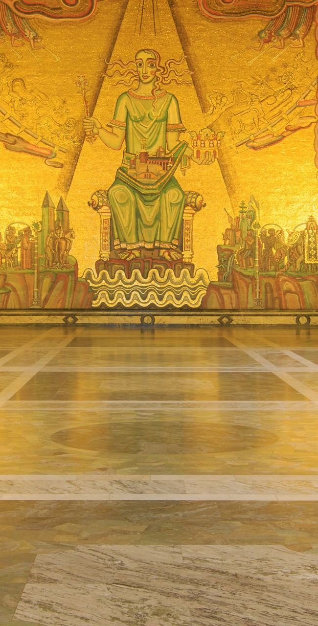 Golden Hall interior with ornate murals