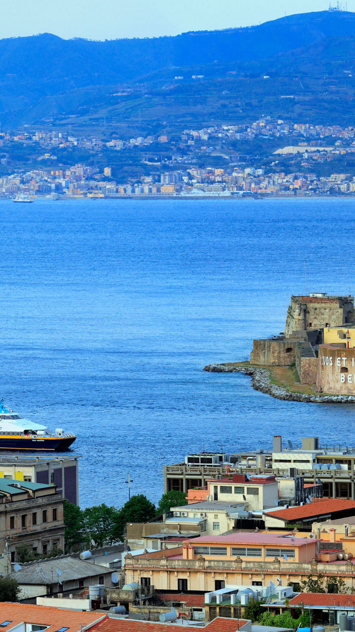 Scenic coastal view of Messina, Italy
