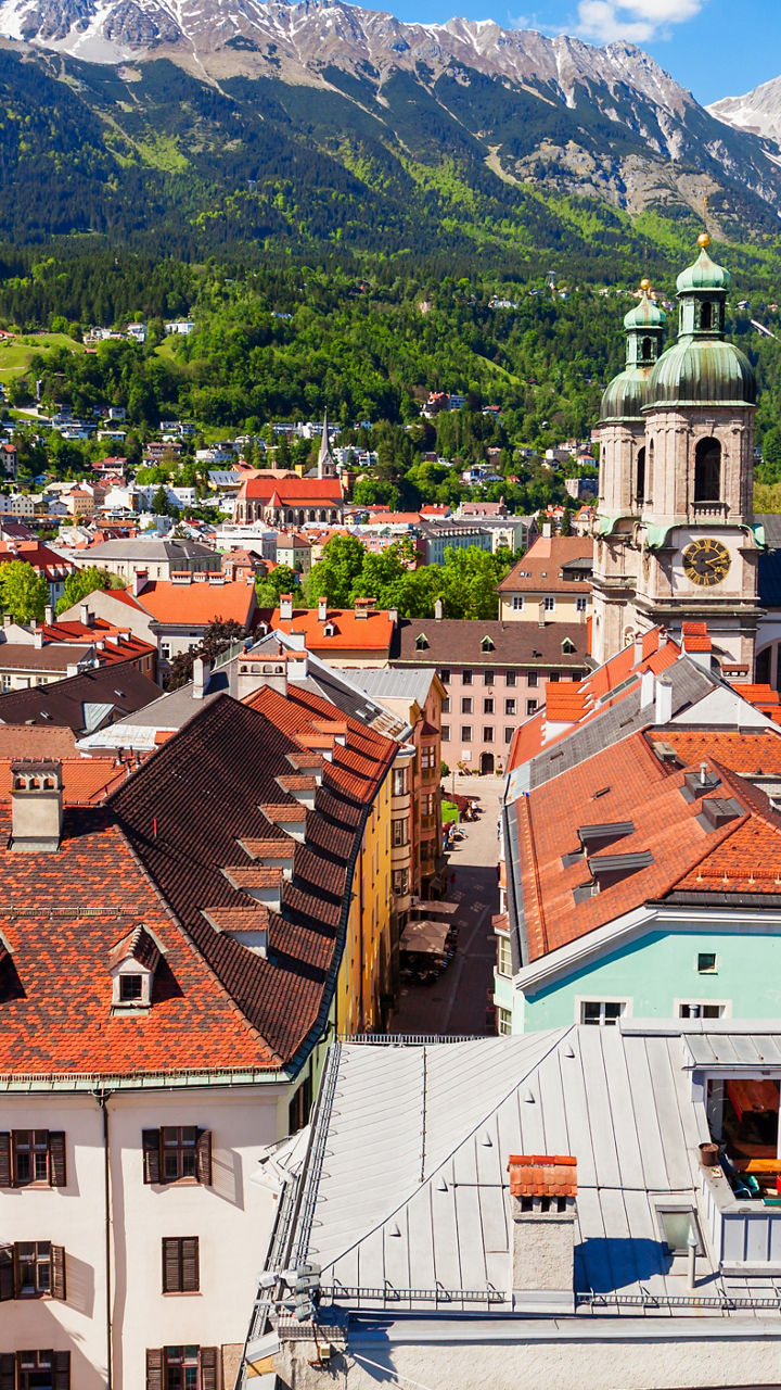Scenic view of Innsbruck with Alps backdrop