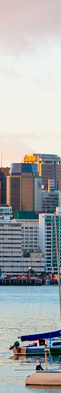 Auckland city skyline with harbor view