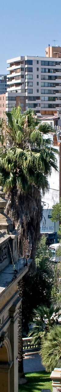 Urban park with historic architecture and cityscape