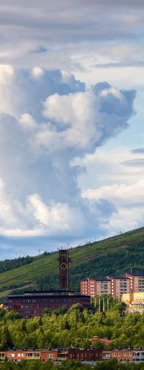 Scenic view of Kiruna city and hills