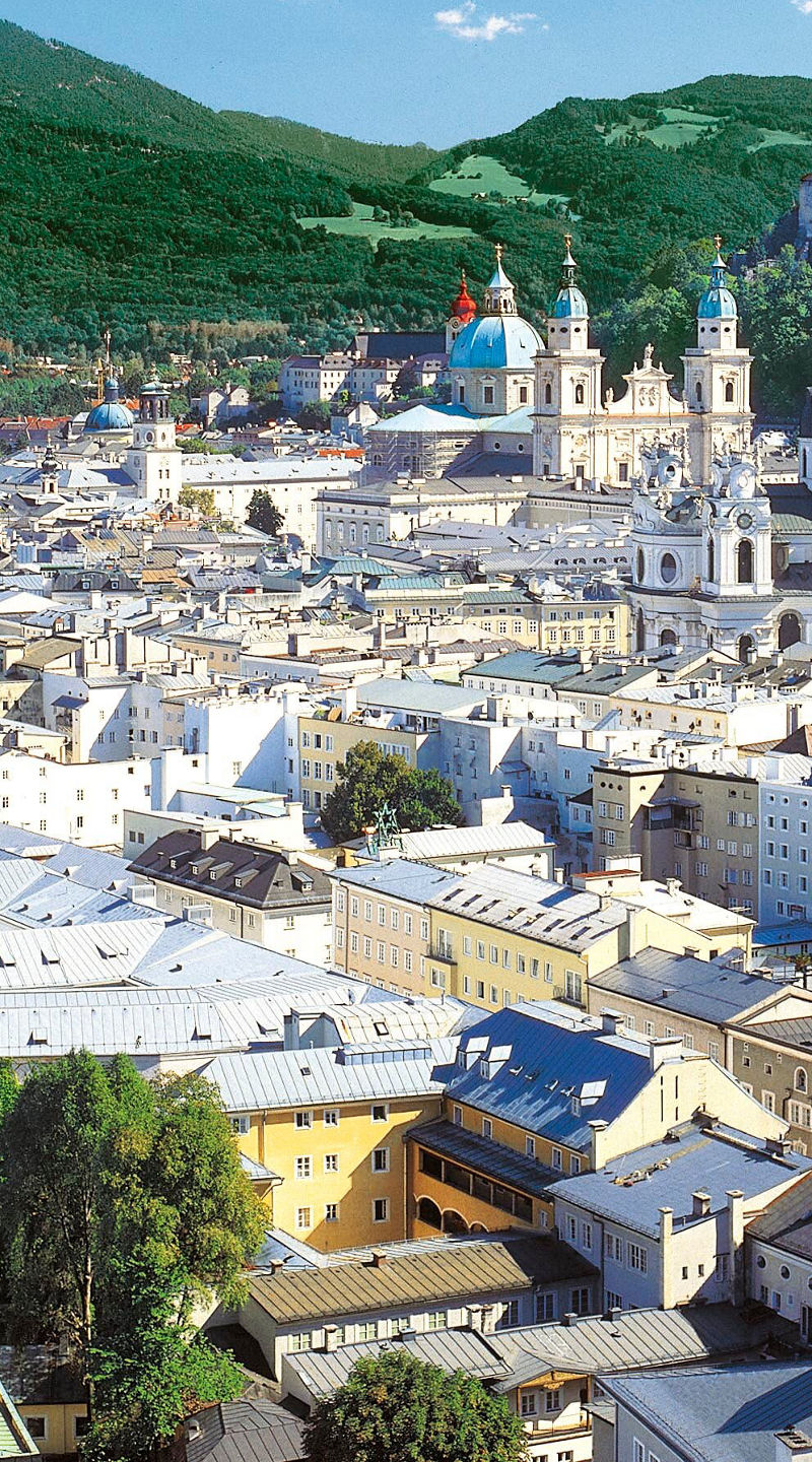 Aerial view of Salzburg cityscape