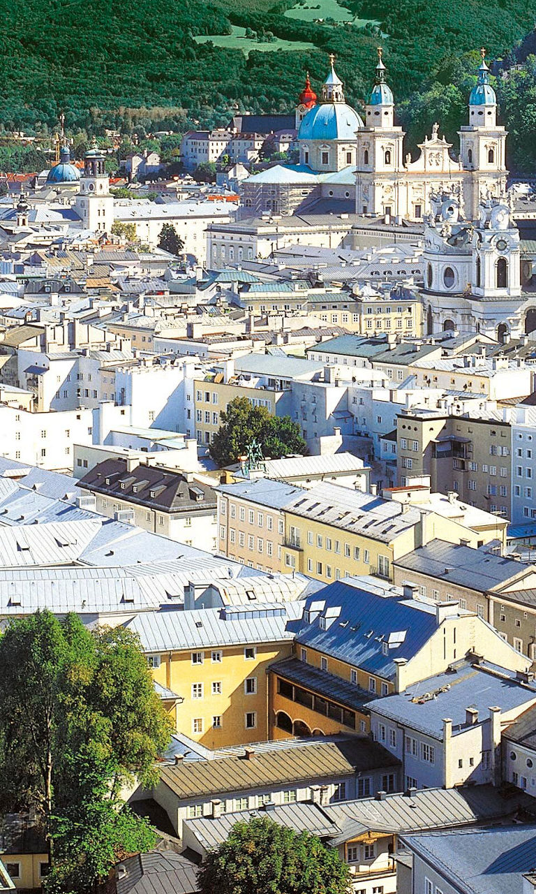 Aerial view of Salzburg cityscape