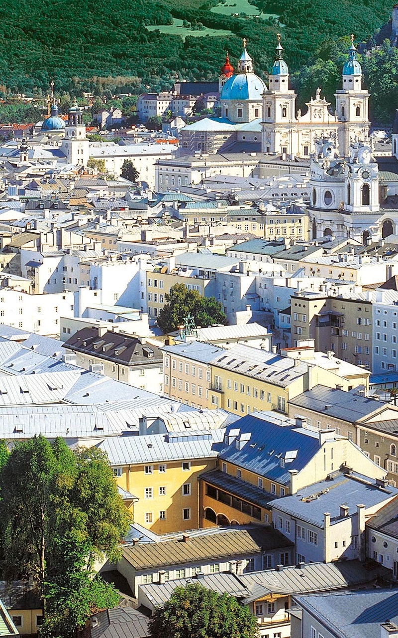 Aerial view of Salzburg cityscape