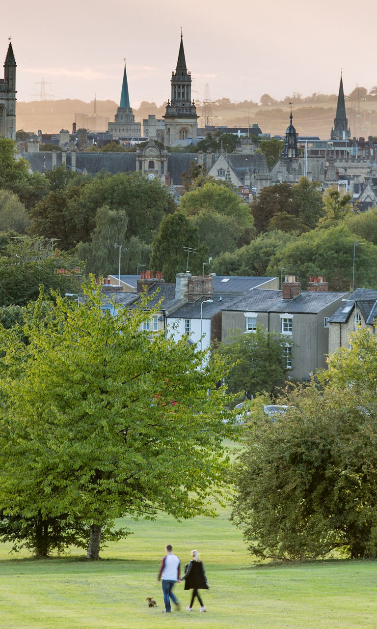 Scenic view of Oxford skyline at sunset