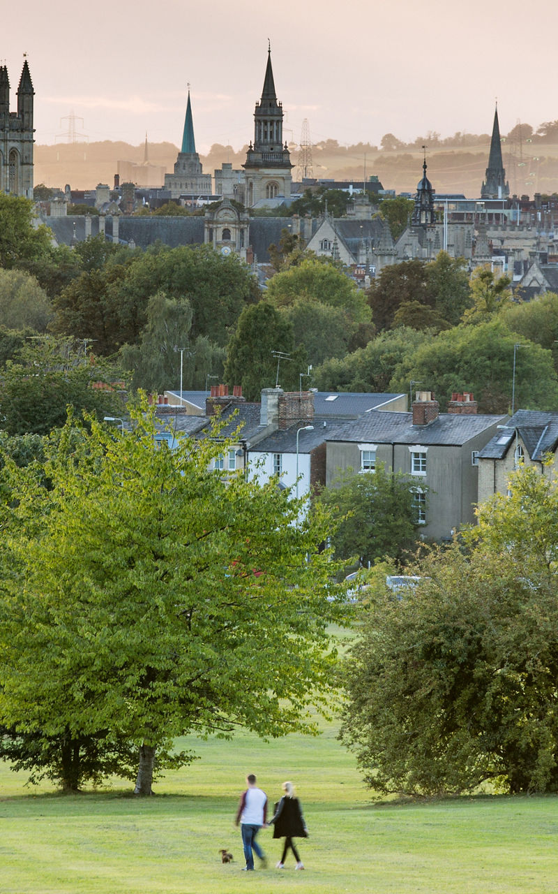 Scenic view of Oxford skyline at sunset