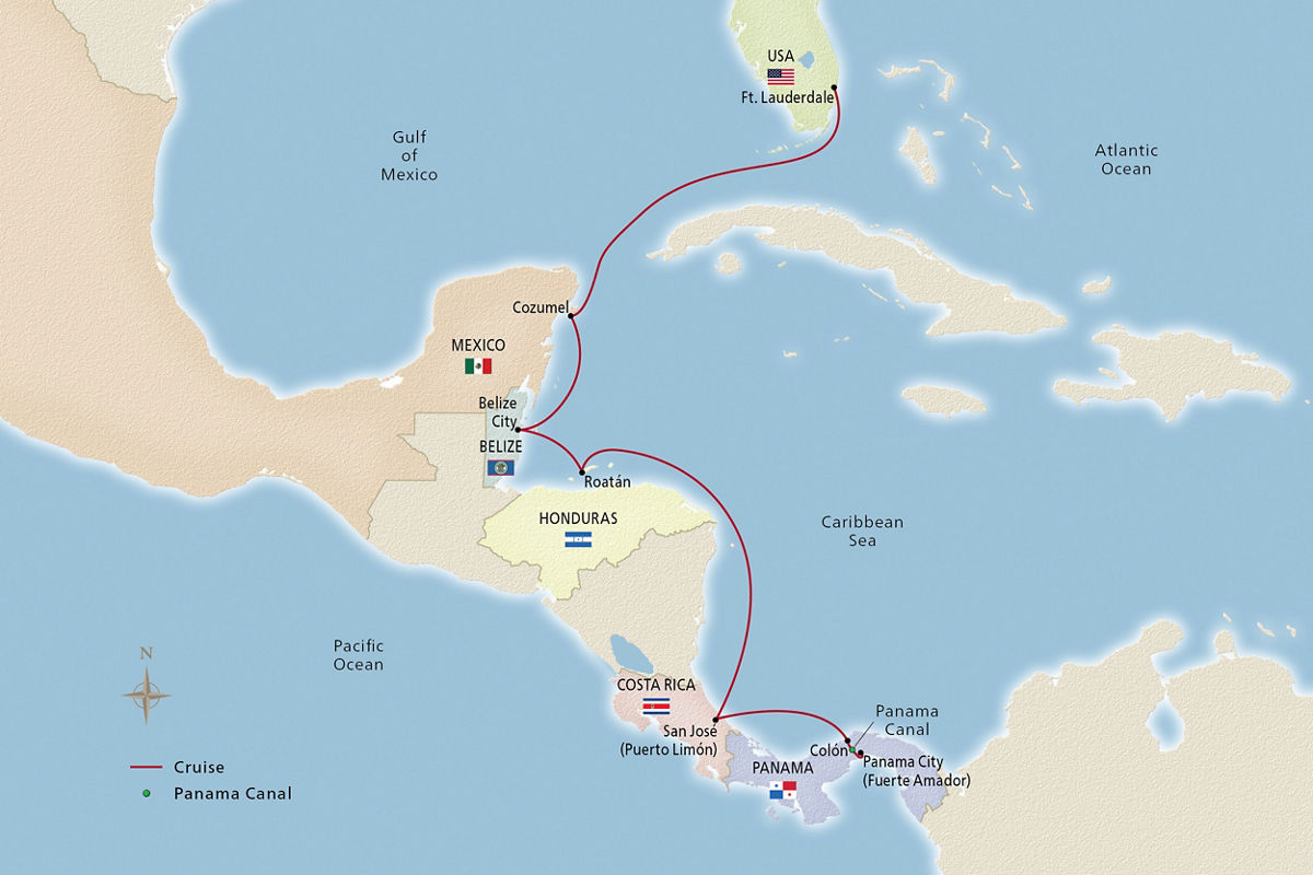 Classic Panama Canal Passage – route map