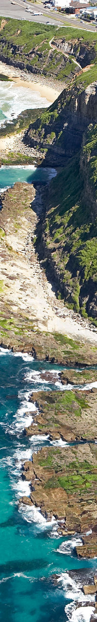 Aerial view of coastal cliffs and ocean