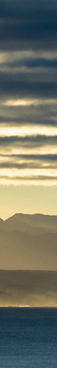 Scenic coastal mountains at sunrise