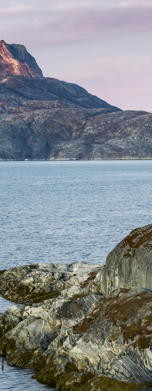 Scenic mountain view over calm waters