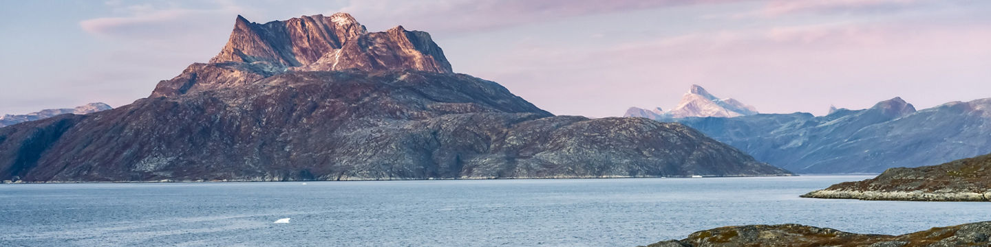Scenic mountain view over calm waters