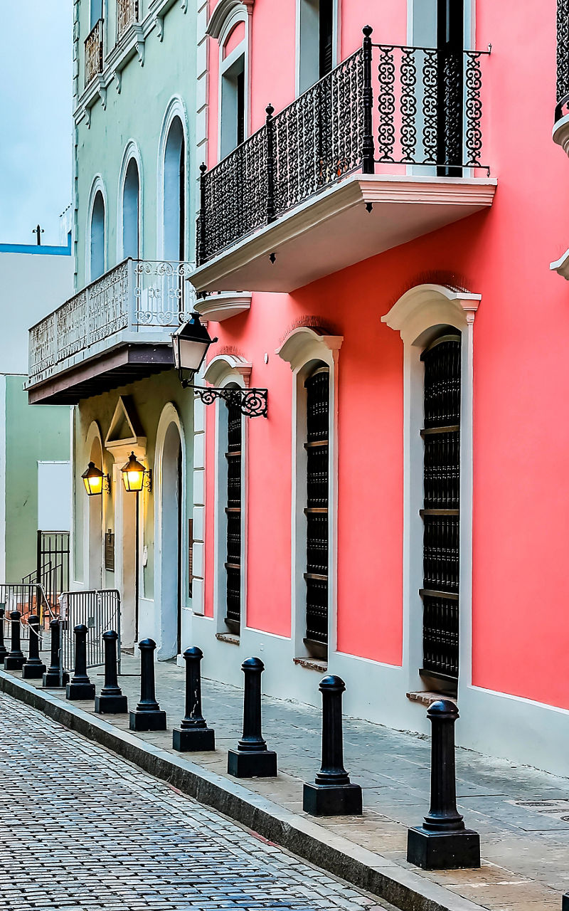 Colorful colonial street in Old San Juan