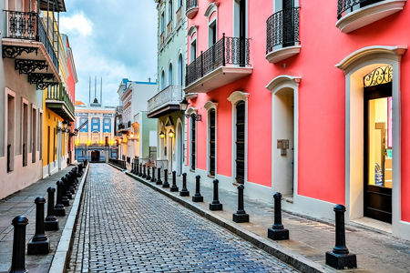 Colorful colonial street in Old San Juan