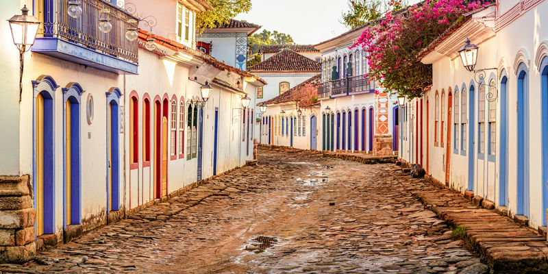 Colorful colonial street in Paraty, Brazil