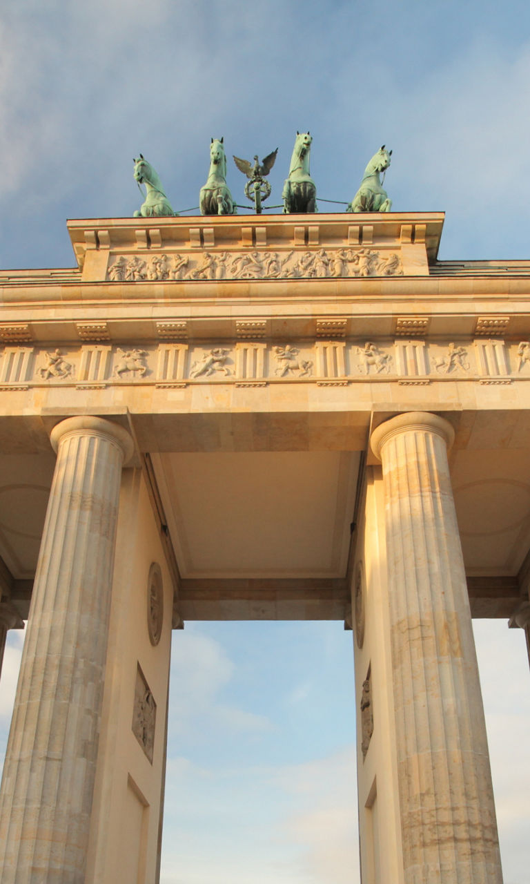 Brandenburg Gate in golden sunlight
