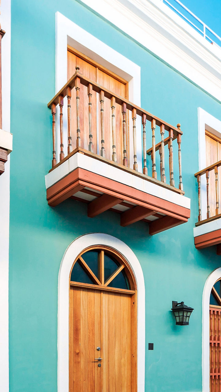 Colorful colonial street with vibrant facades