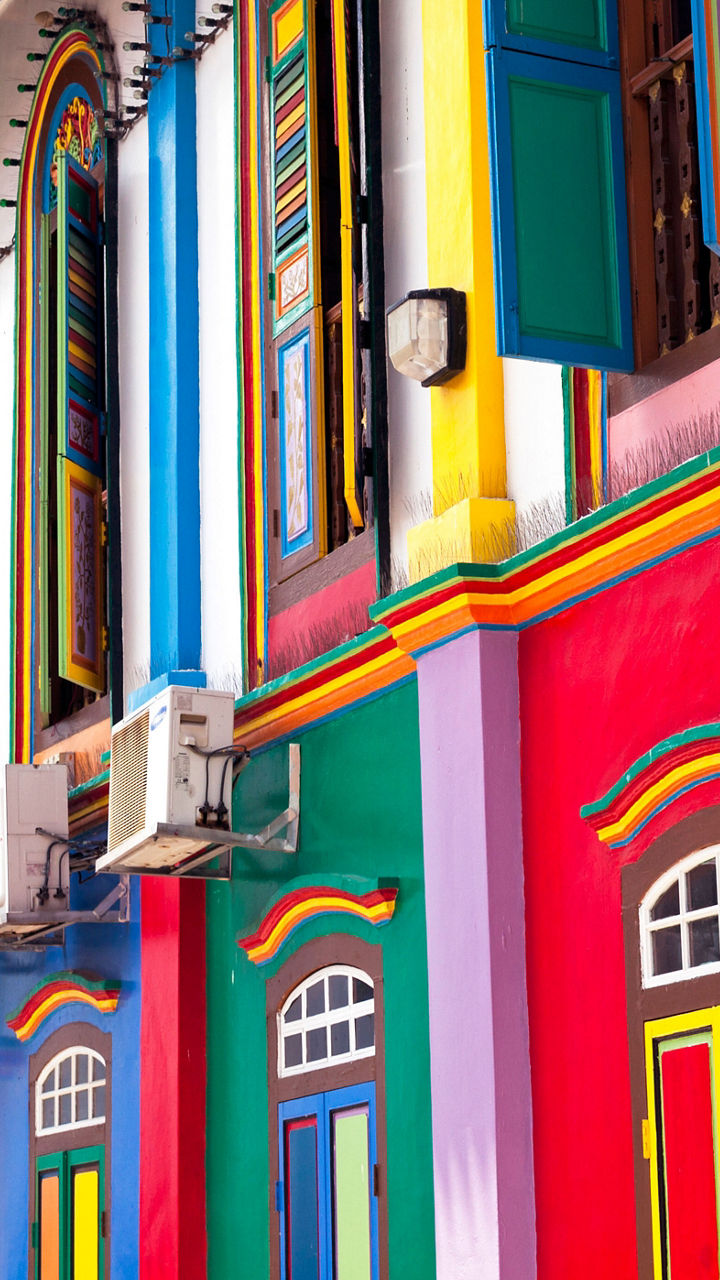 Colorful heritage building in urban setting