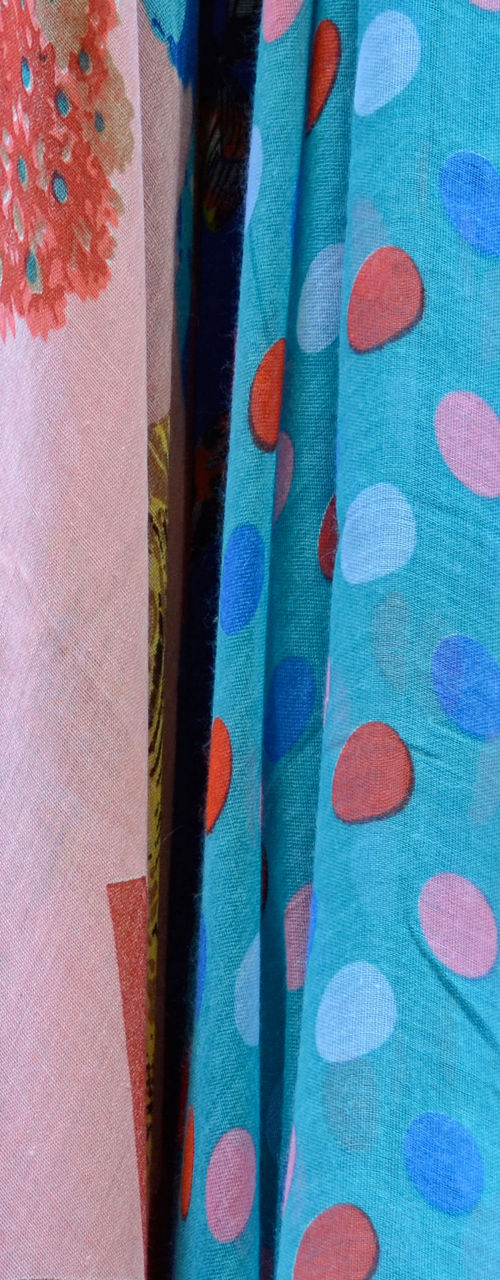 Colorful patterned fabric display
