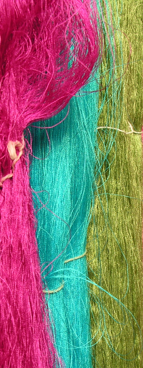 Colorful textile fibers in vibrant hues