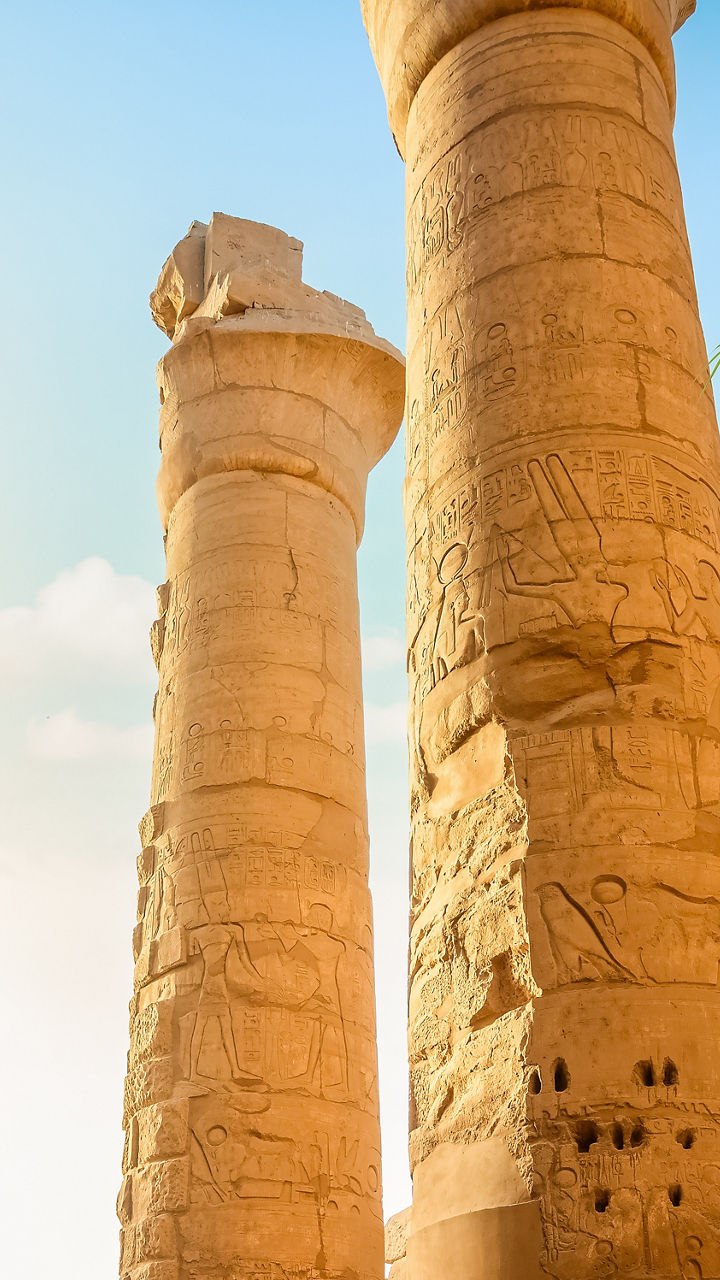 Ancient Egyptian temple with towering columns