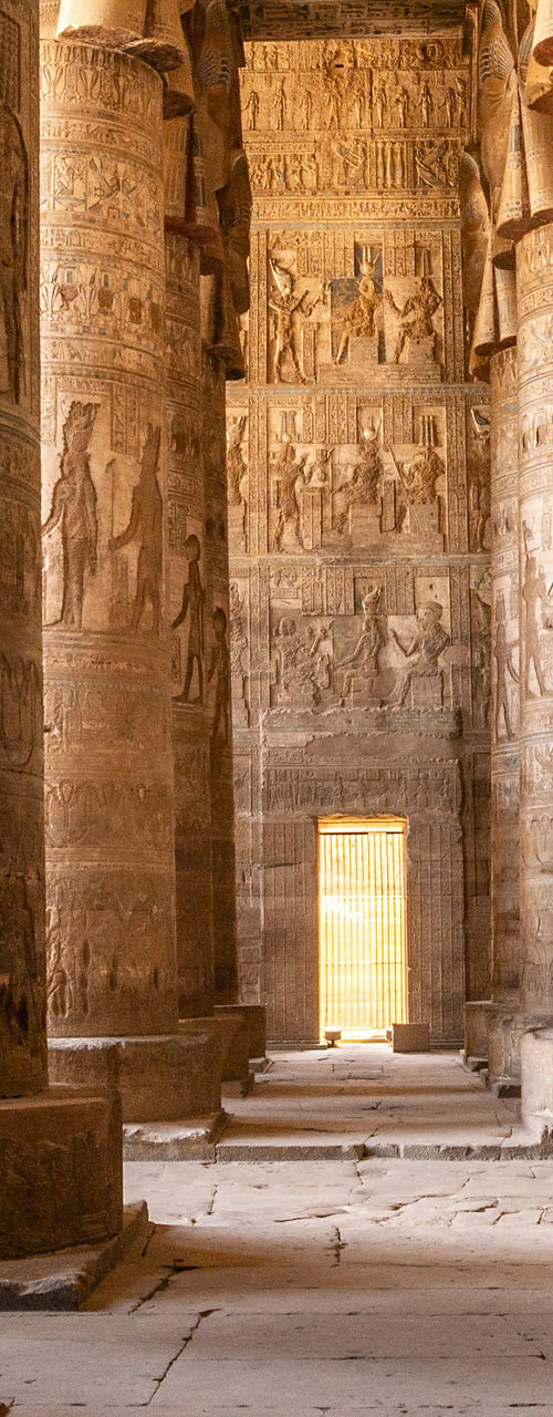 Ancient Egyptian temple hall with columns