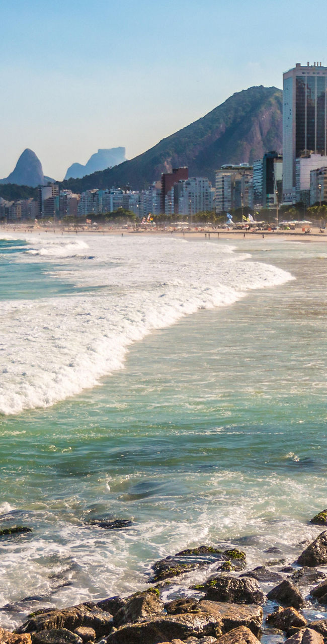 Scenic view of Copacabana beach and skyline