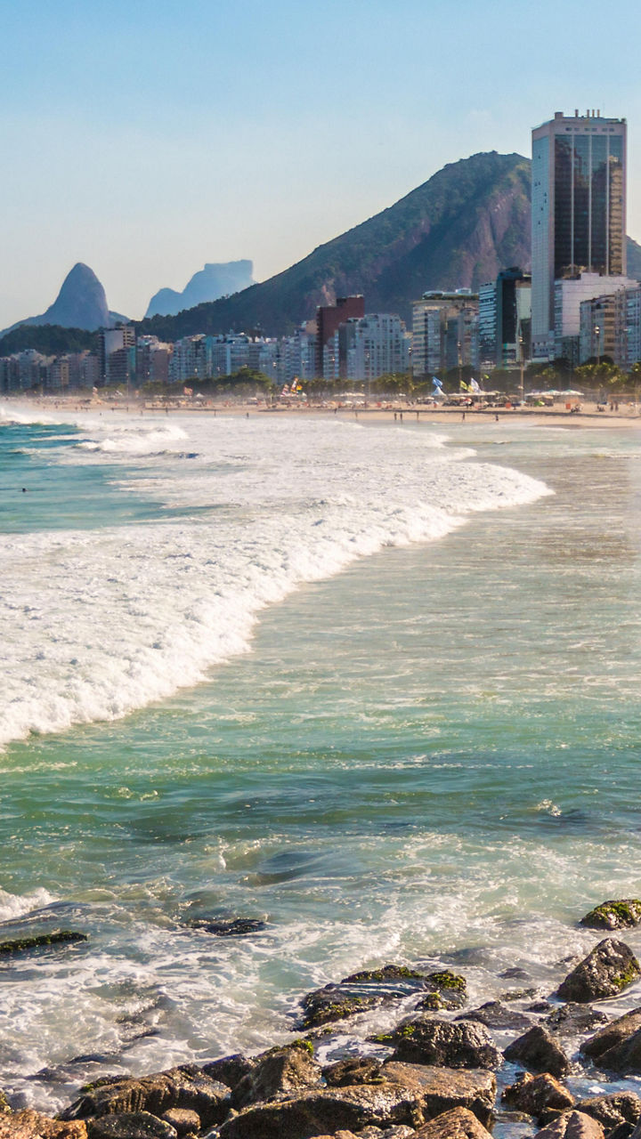 Scenic view of Copacabana beach and skyline