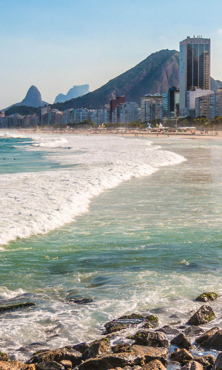 Scenic view of Copacabana beach and skyline